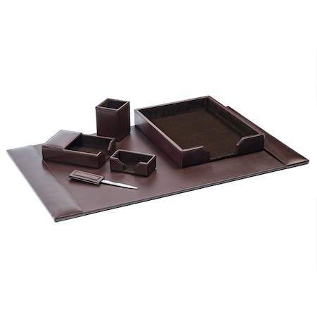 Dacasso Dark Brown Bonded Leather 6-Piece Desk Set DF-3601
